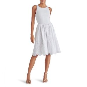 NWT Steve Madden Julian White Mixed Media Cotton Dress Size M